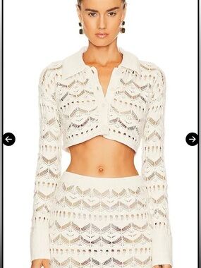 L'ACADEMIE Talmai Pointelle Cropped Cardigan